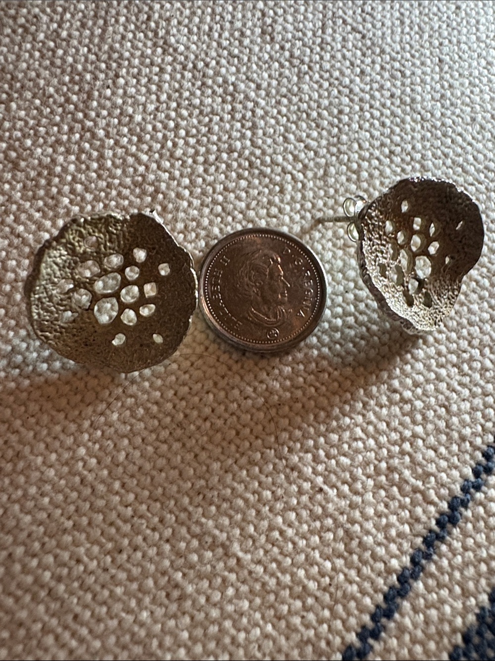 Silver-Tone Textured Disc Stud Earrings - Silver